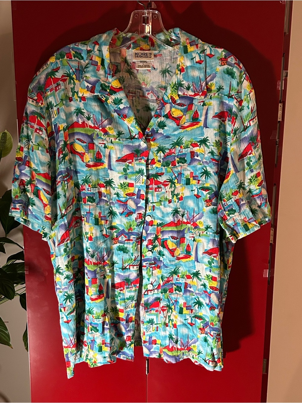 2pc Koret Bright Tropical Print button down size Shirt (L) and shorts (xl)